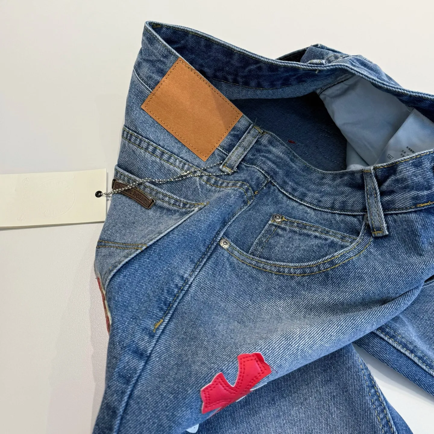 P280 Style number: D433 Chrome Hearts Chrome Hearts city limited Sanskrit cross leather jeans Size# 28 30 32 34